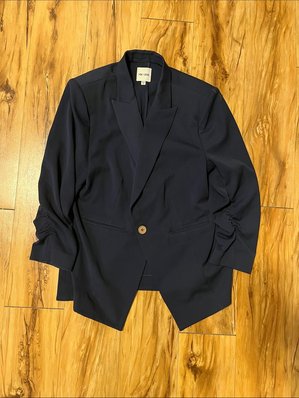 NIC+ZOE Navy Single-Button Blazer With Ruched
